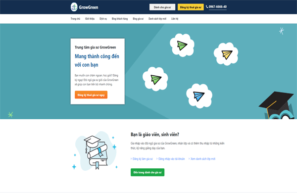 Mẫu thiết kế website trung tâm gia sư chuyên nghiệp